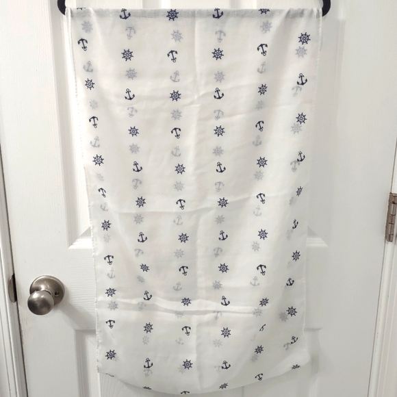 NWOT Nautical Navy Anchors Sheer White Infinity Scarf - Picture 7 of 7